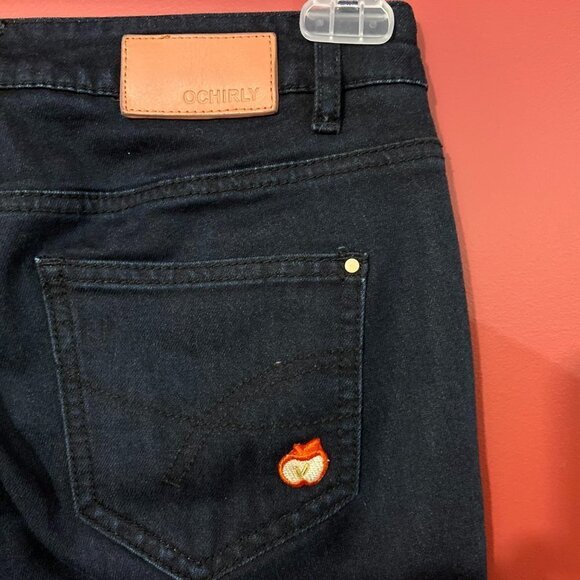 ⭐4 FOR $20⭐ Ochirly Women's Dark Blue Denim Skinny Jeans Lace Accent - Size XS - Picture 4 of 6